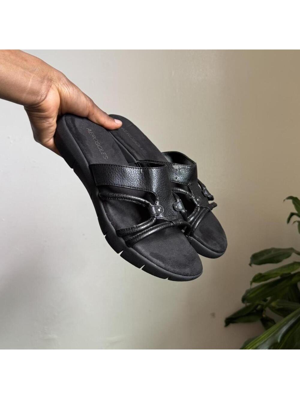 Vintage 90s Aerosoles Chunky Black Platform Sandals - Size‎ 7.5